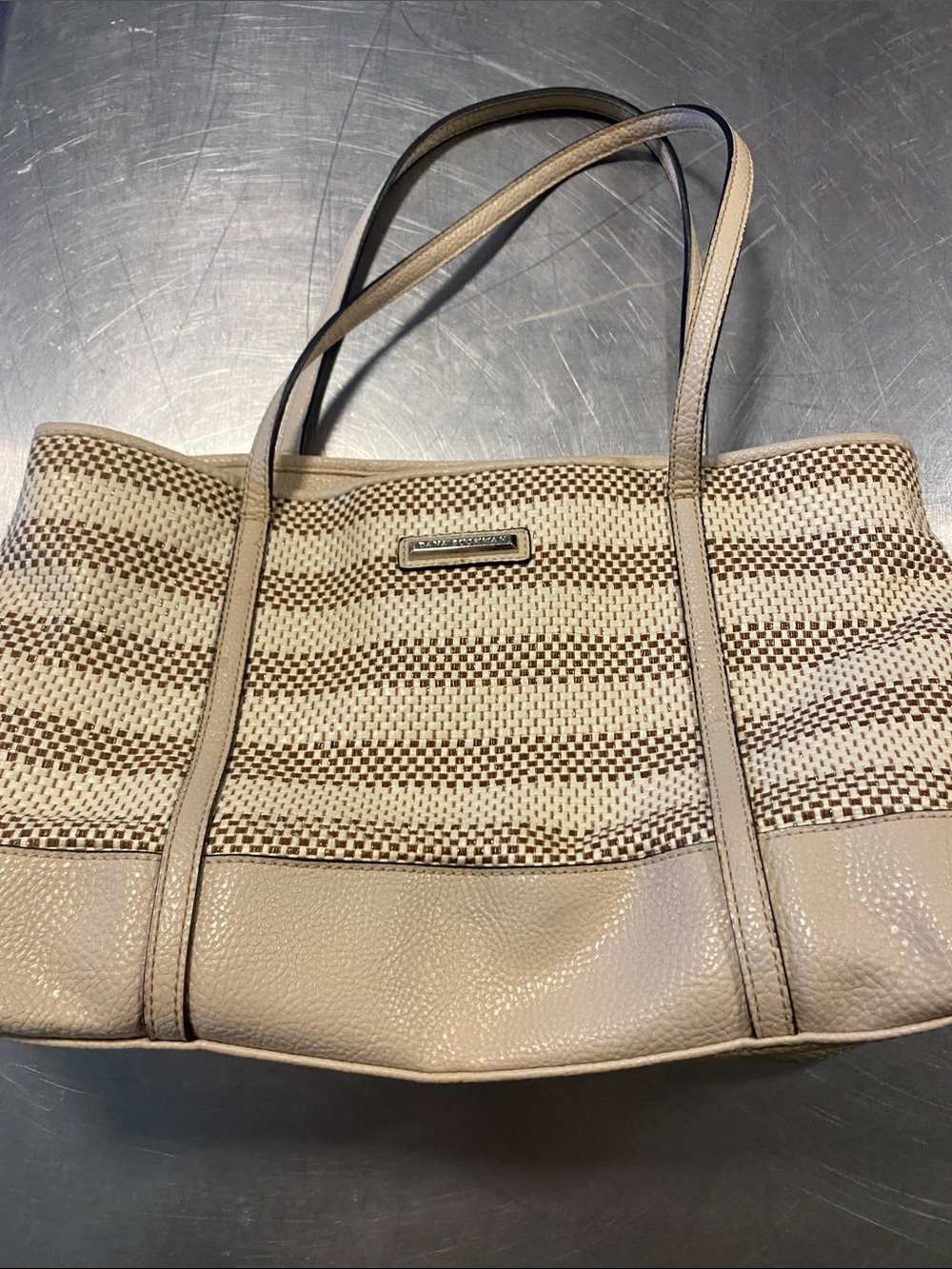 Dana Buchman tote beige striped
